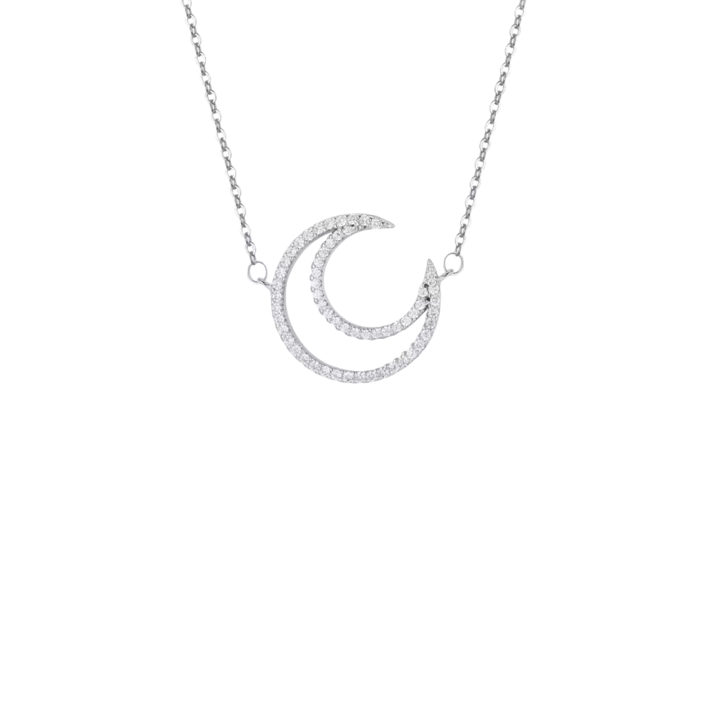Silver Necklace With Moon Outline