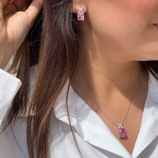 Pink Reflection Silver Necklace