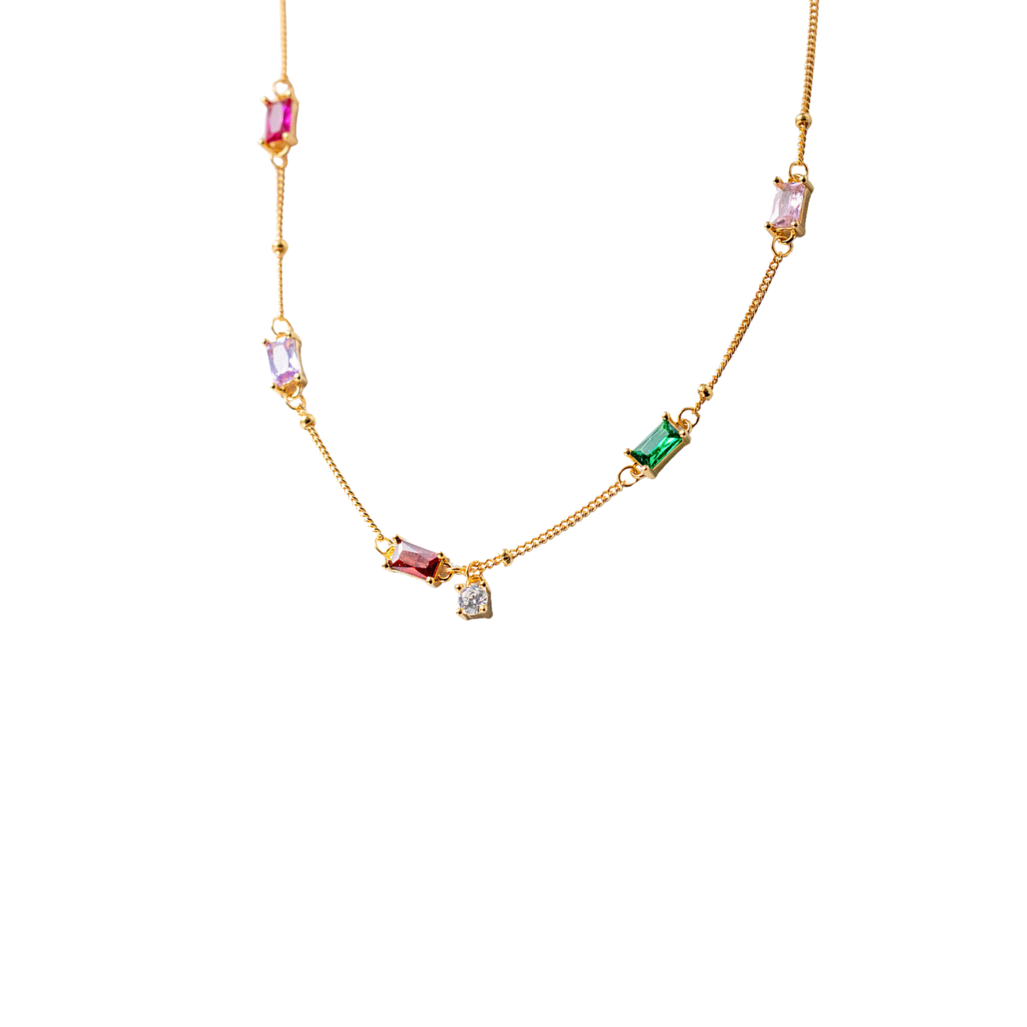 Colorful Squared Golden Necklaer