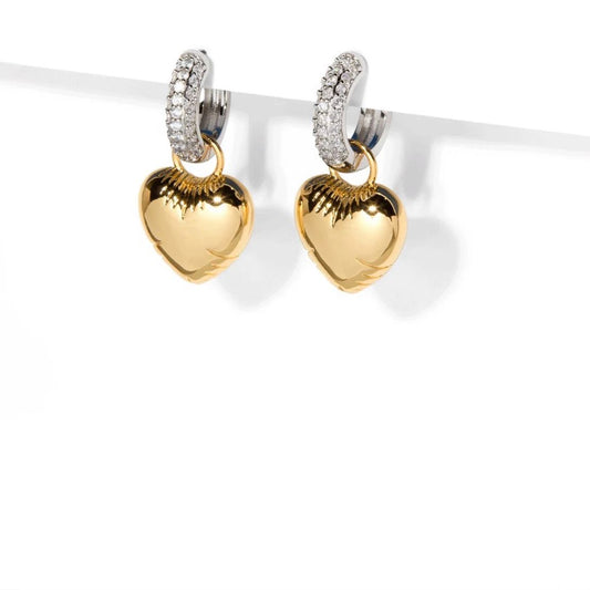 Dual Color Heart Hoops