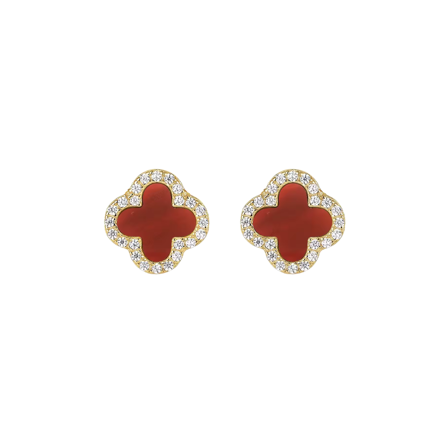 Clover Red Golden Studs