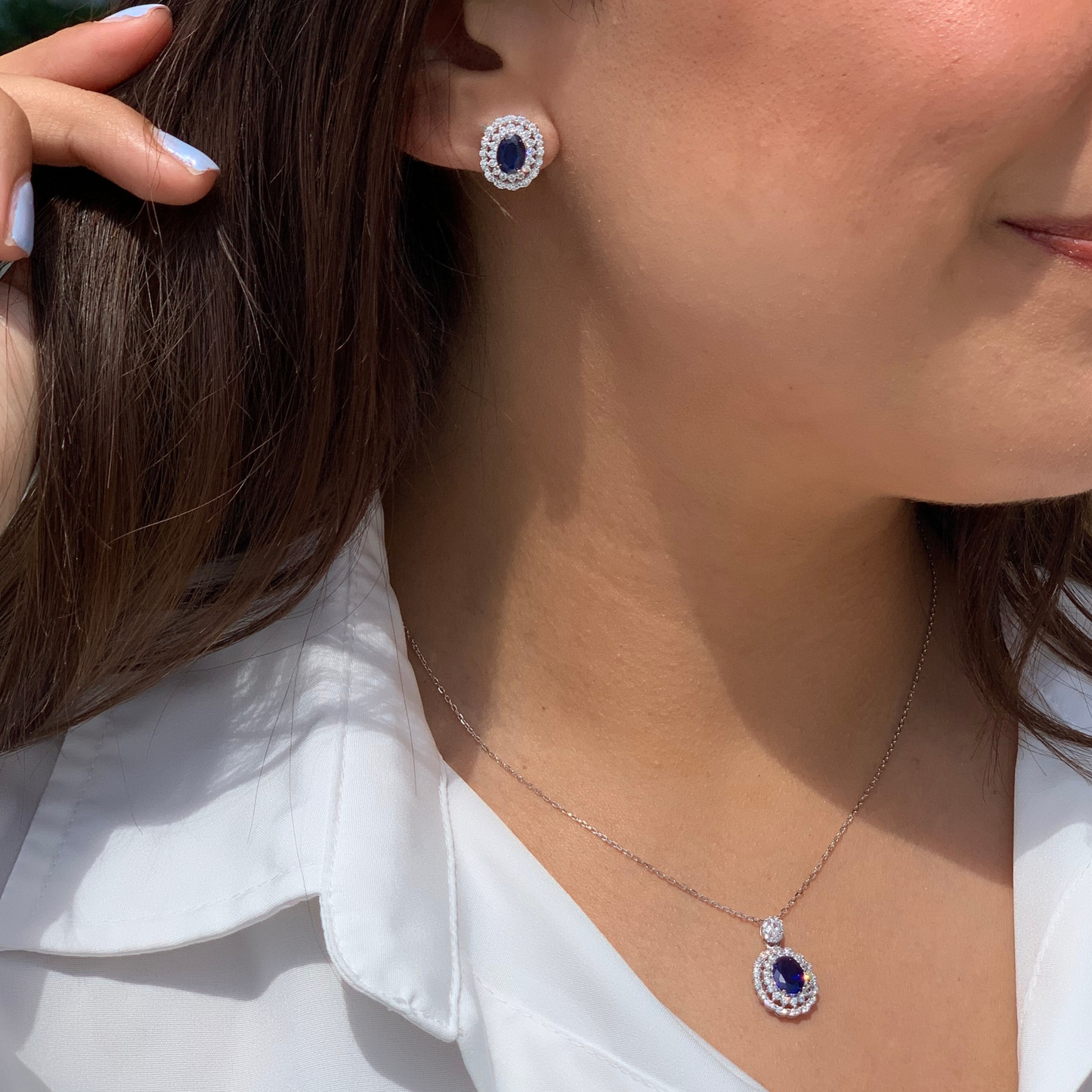 Blue Lady Silver Necklace