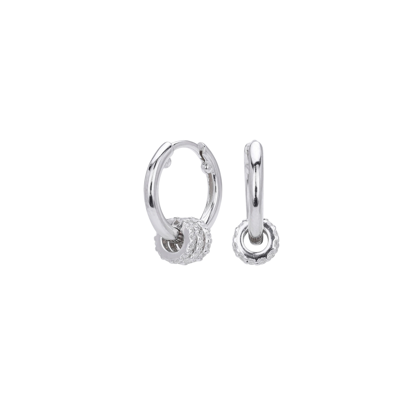 Triple Spark Silver Hoops