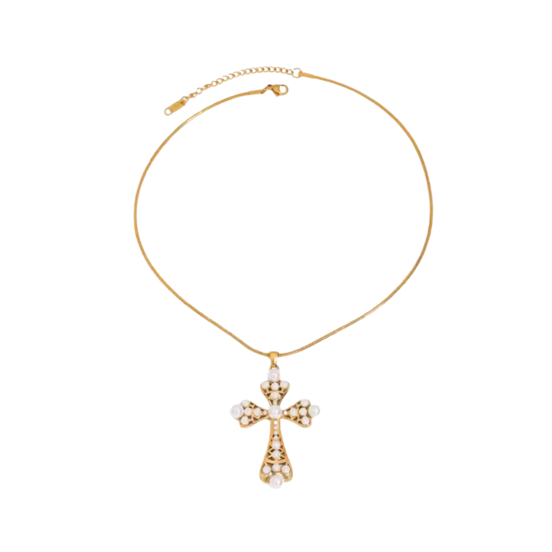 Nineties golden cross necklace