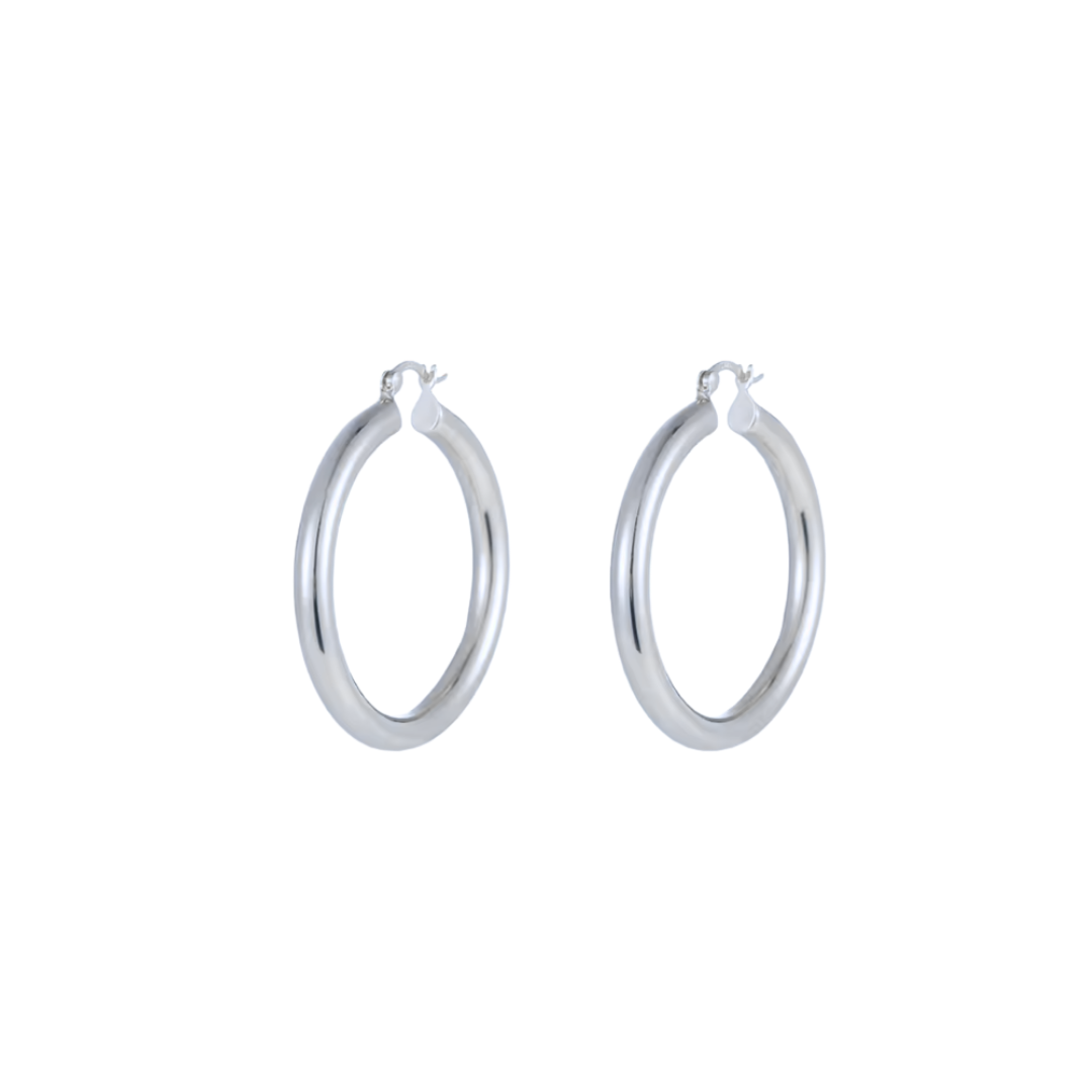 TUBULAR SILVER HOOPS