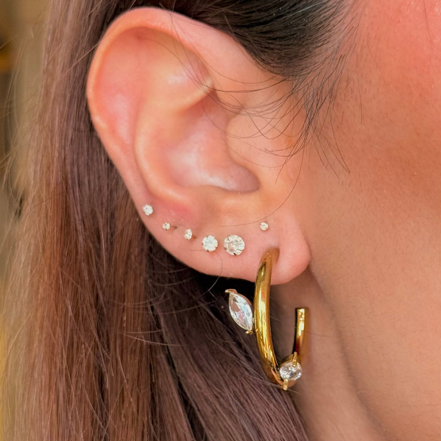 Leaf Marquise Hoops