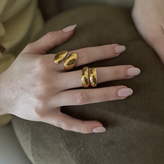 Aura Spiral Gold Ring | Open Wrap Statement Band