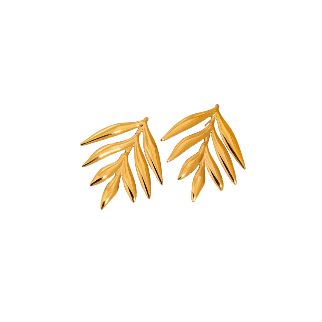 Palm leaves golden earrings