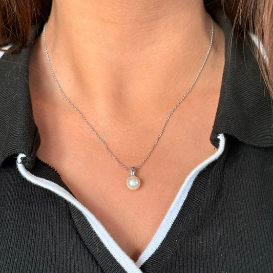 Silver Necklace Pearl Olivia