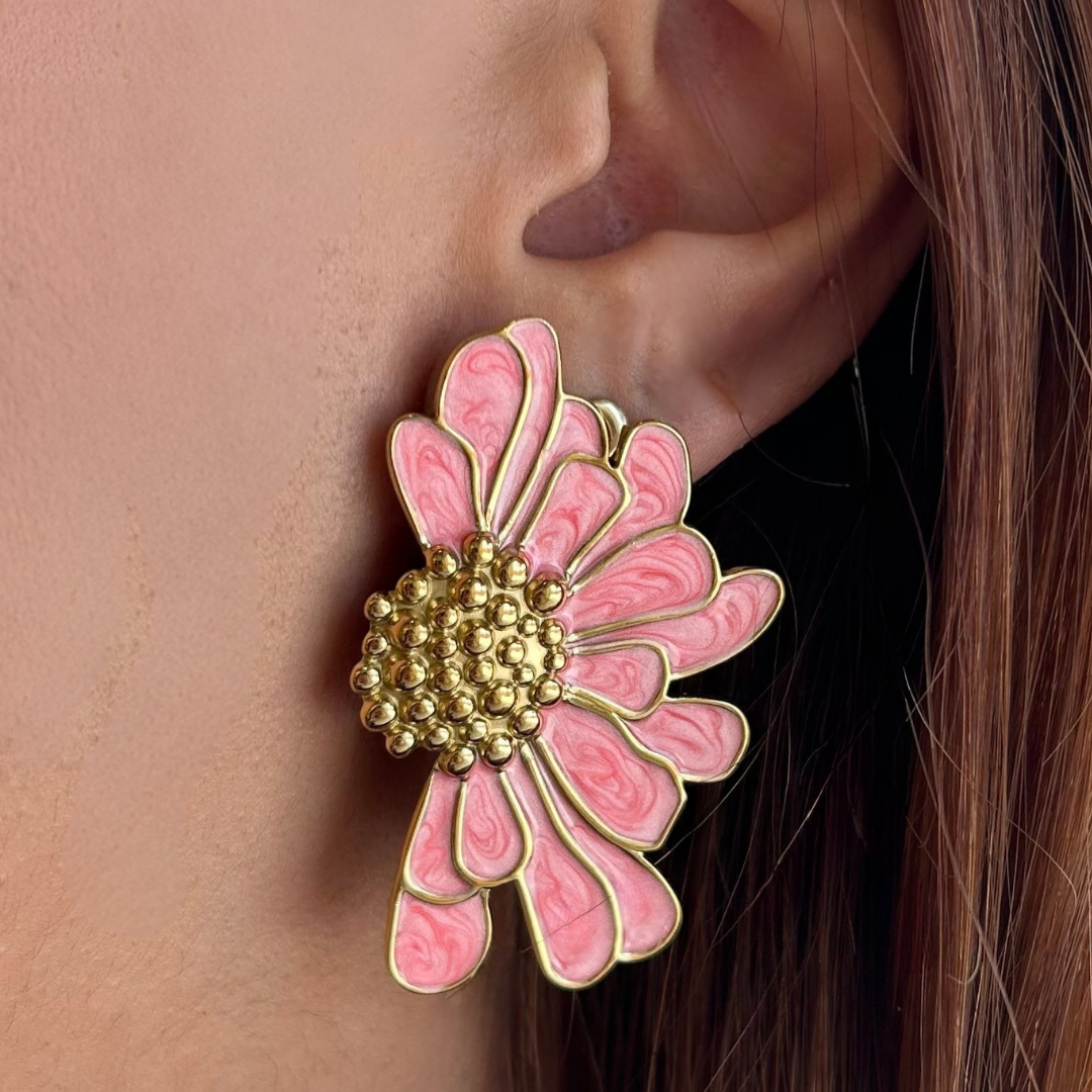 Half orchid pink earrings