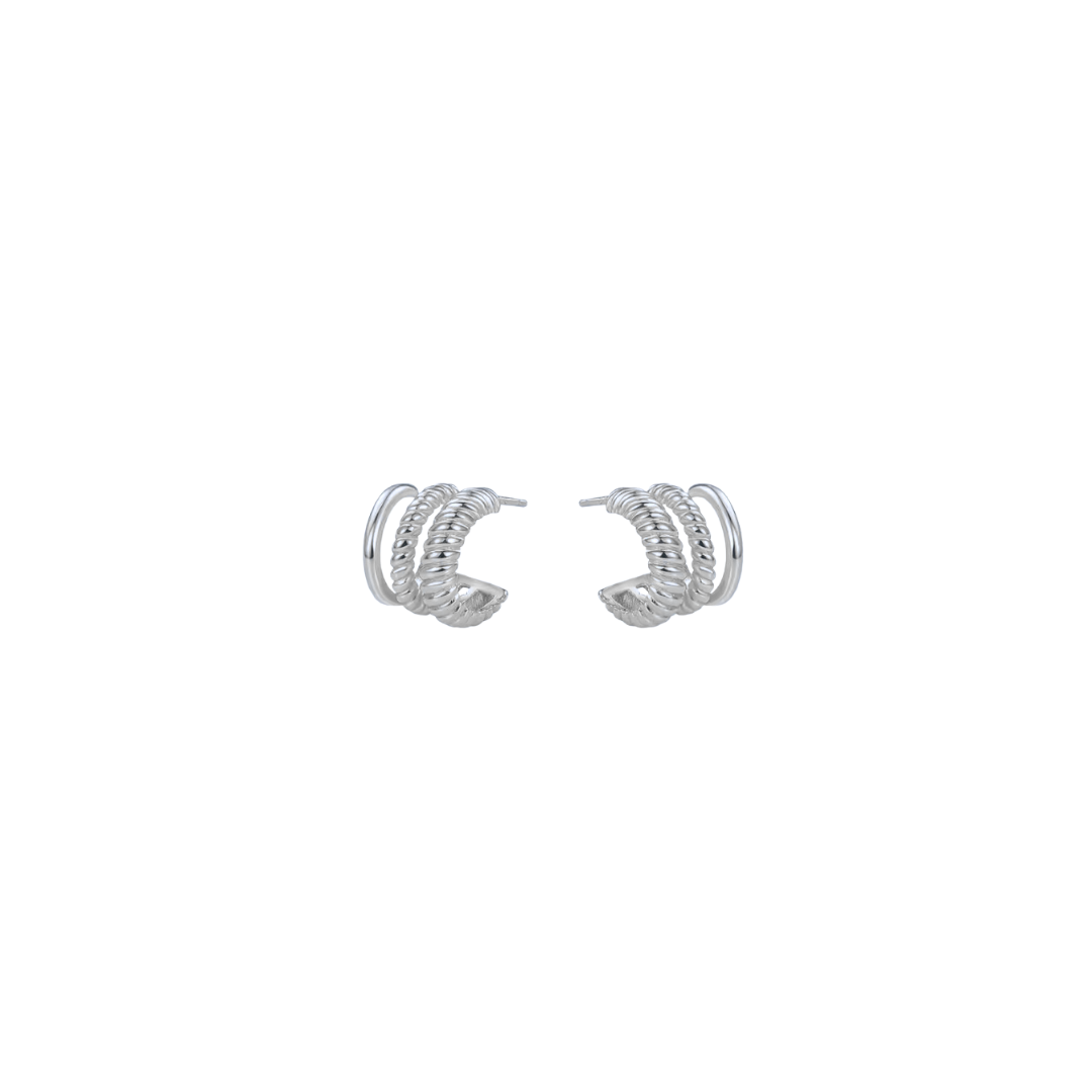 Triple silver hoops