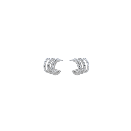 Triple silver hoops