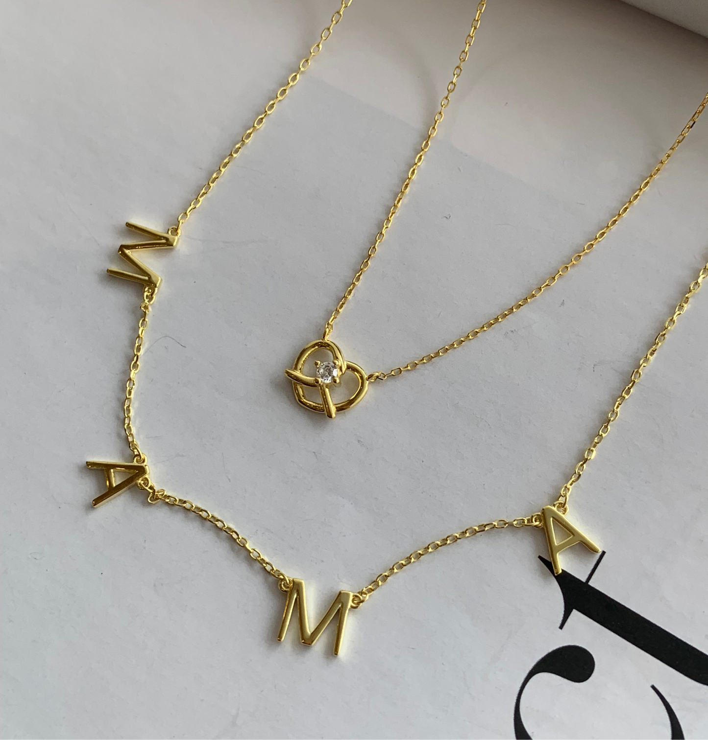 Spelled mama golden necklace