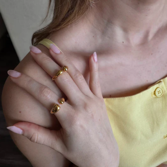 Dune Half Gold Ring | Sculpted Minimal Statement Band
