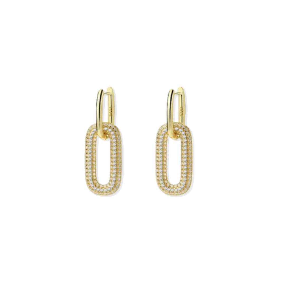 Double Pave Oval Hoops