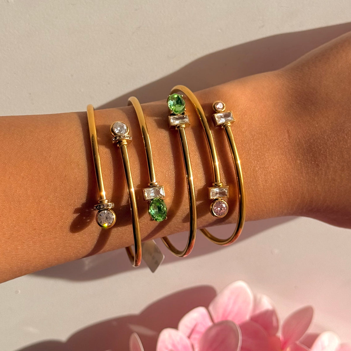 Open Pink Golden Bracelet