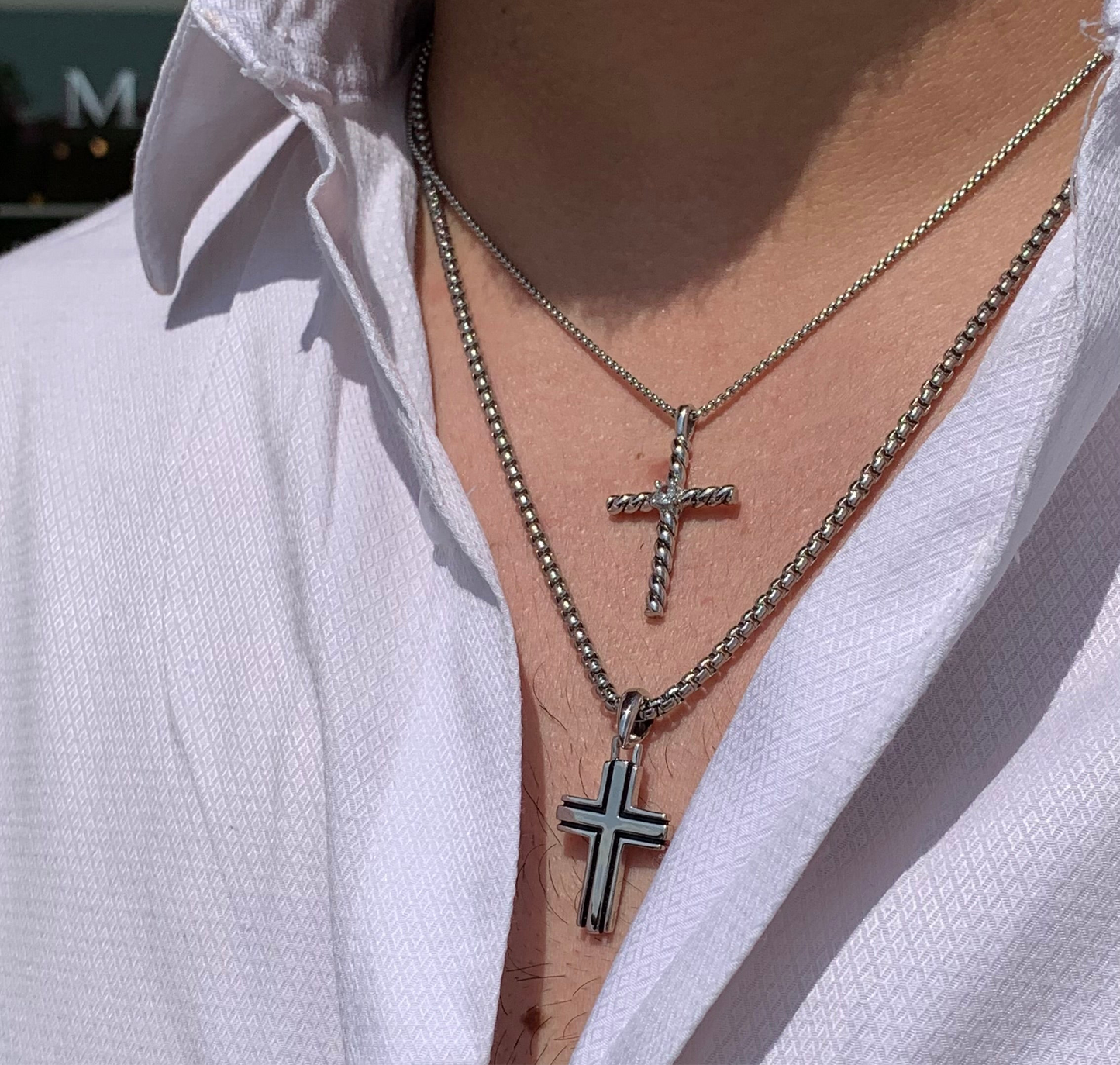 David silver spark cross necklace