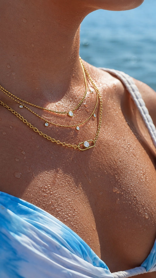 Triple Shiny Clip Necklace
