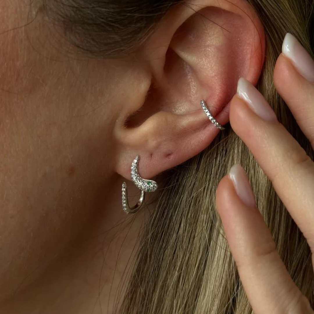 Silver snake irregular earrings