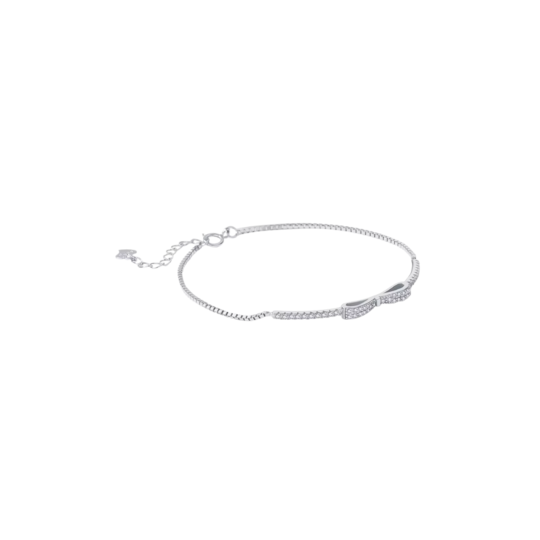 Silver Tennis Bow Bracelet
