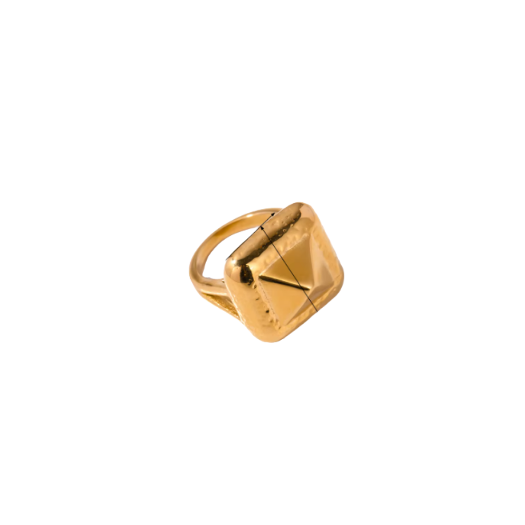 Golden pyramid ring