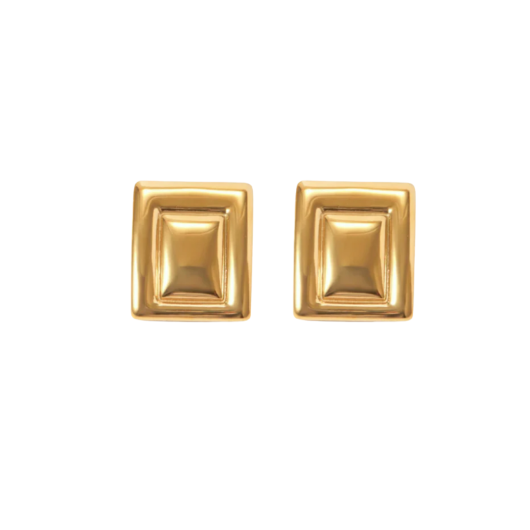 Square golden earrings