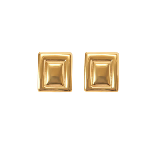Square golden earrings