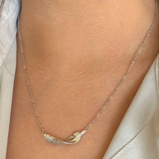 Silver feather necklace