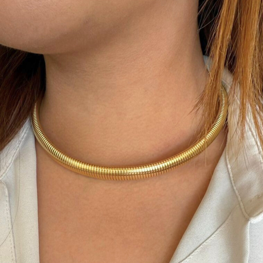 Bold snake gold necklace