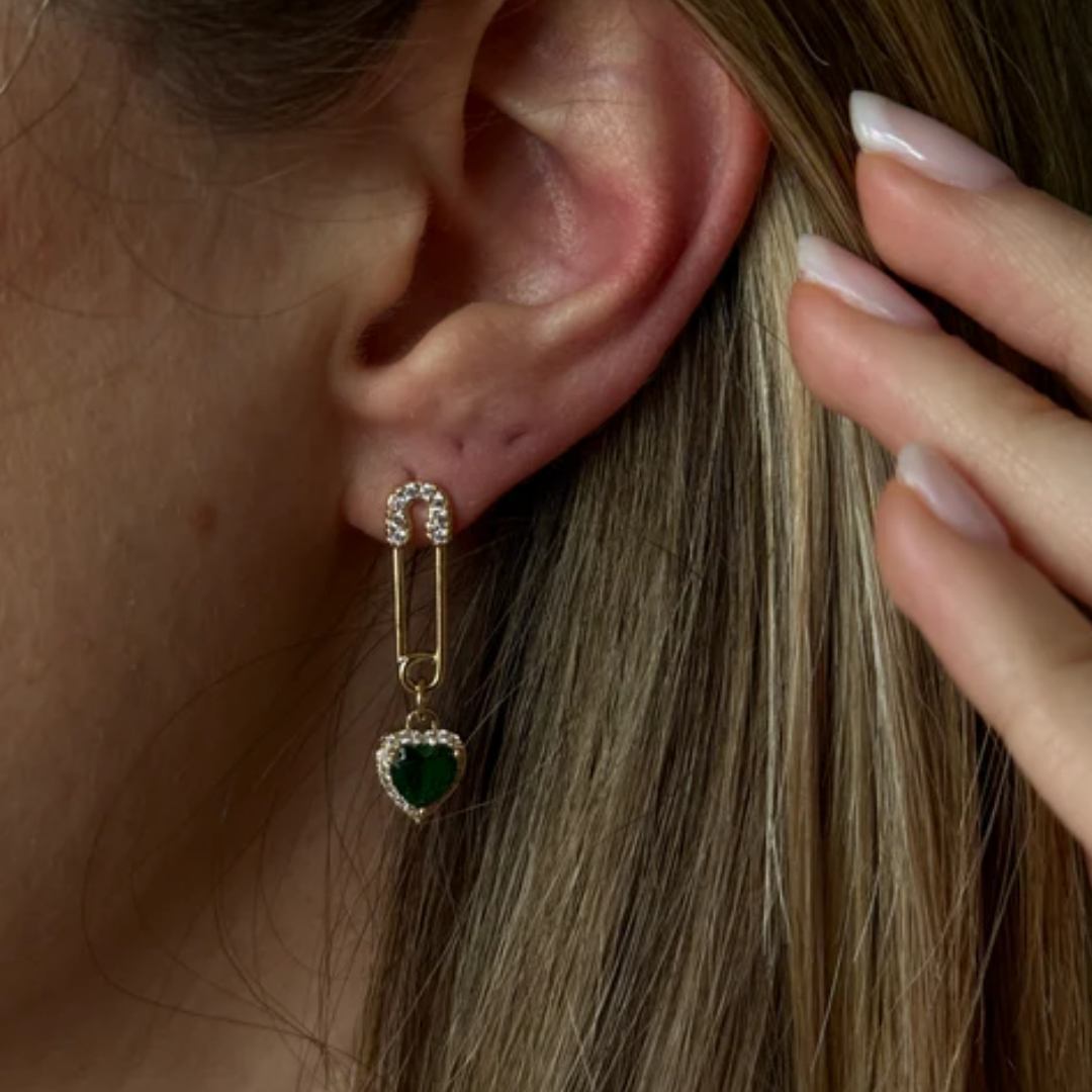 Clip Green Heart Earrings
