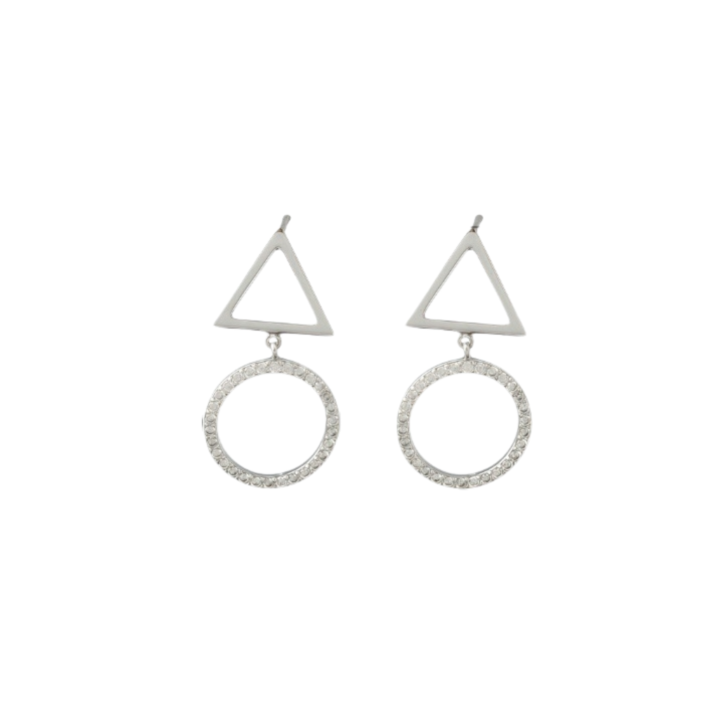 Circle And Triangle Silver Earrings