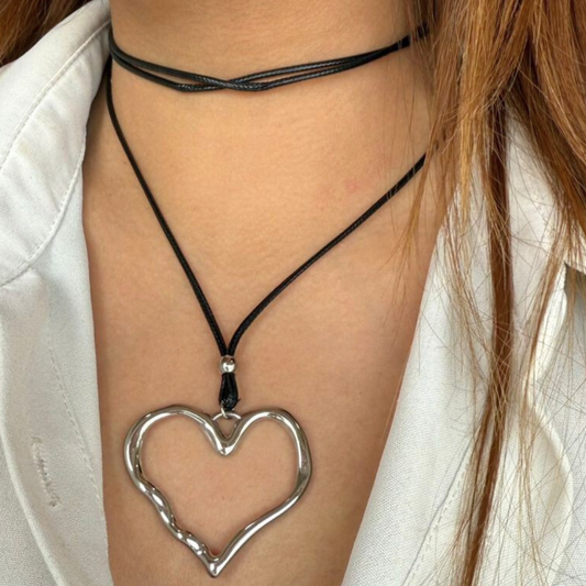 Chunky amore silver necklace