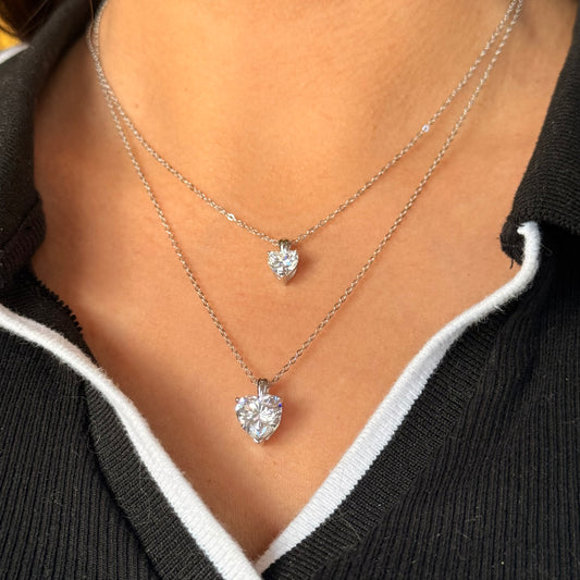 Silver Necklace Heart 1Ct