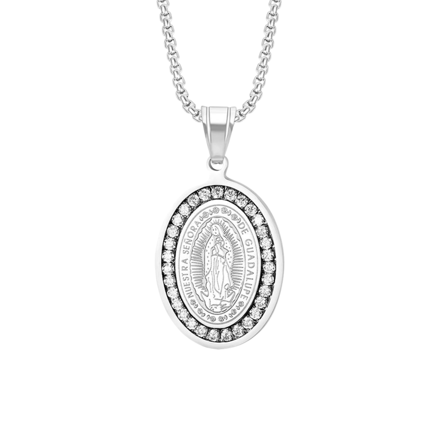 Silver Necklace Virgen De Guadalupe