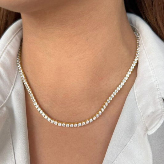 Golden chunky tennis necklace