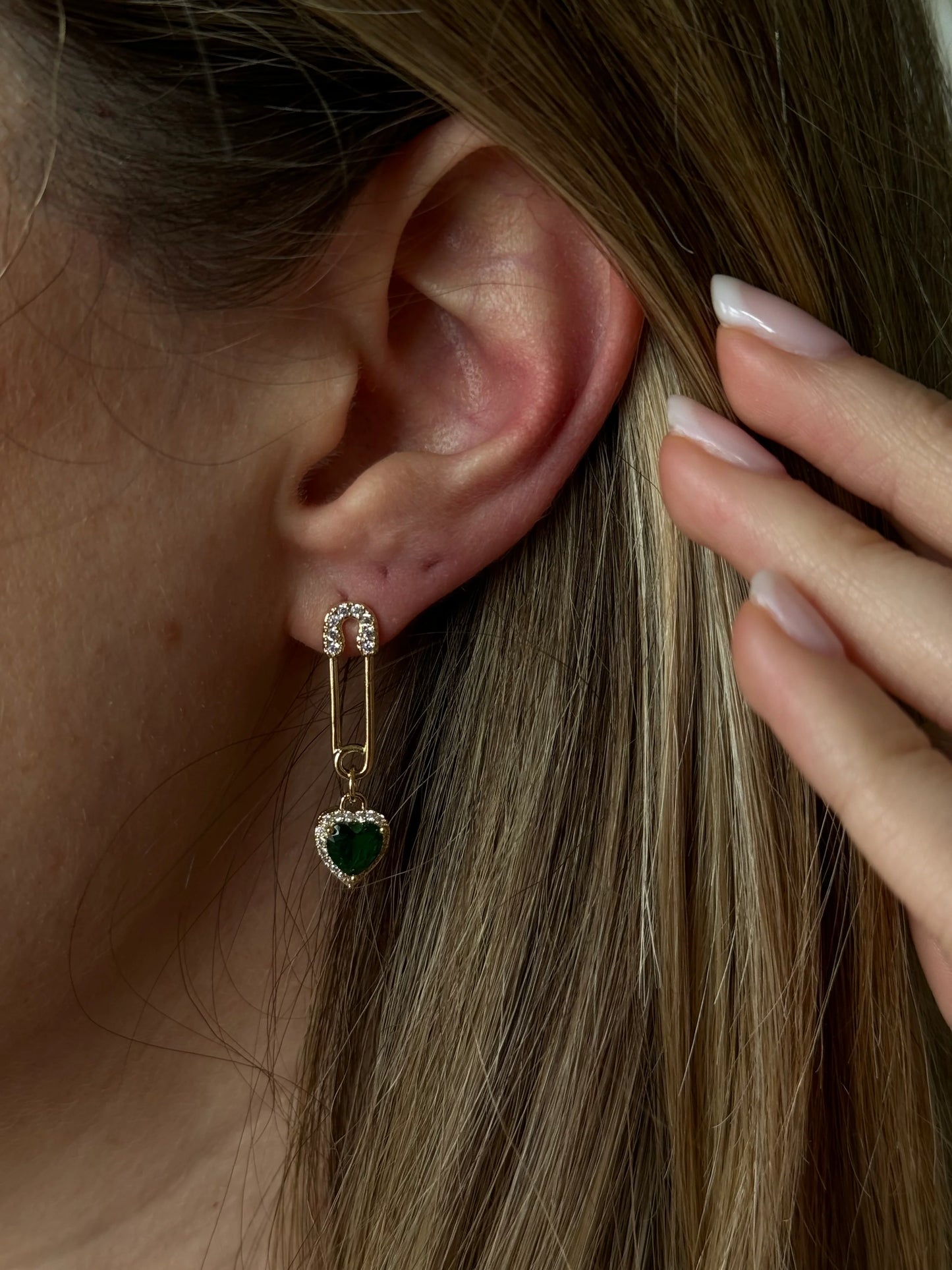 Clip Green Heart Earrings