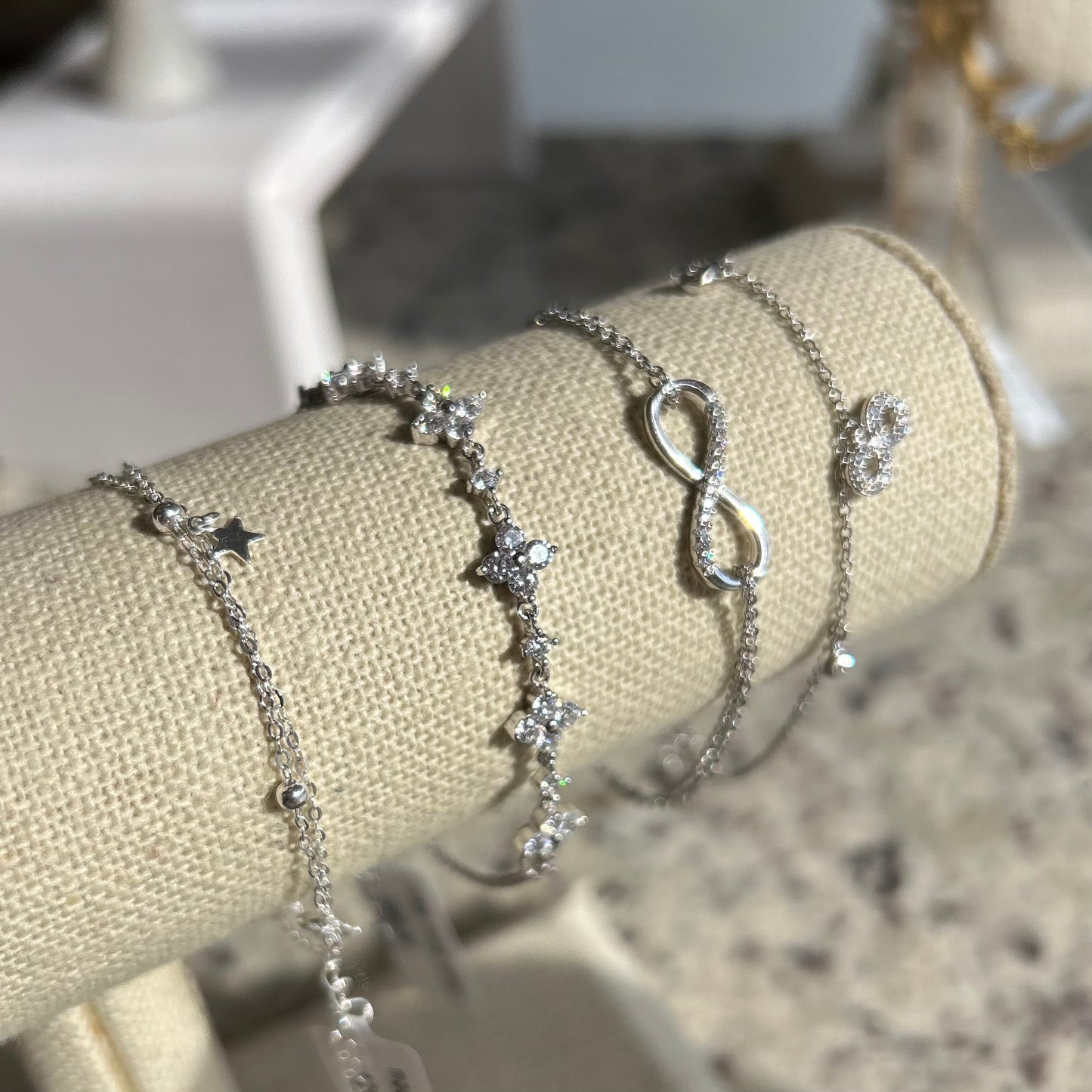 Clear Flower Silver Bracelet