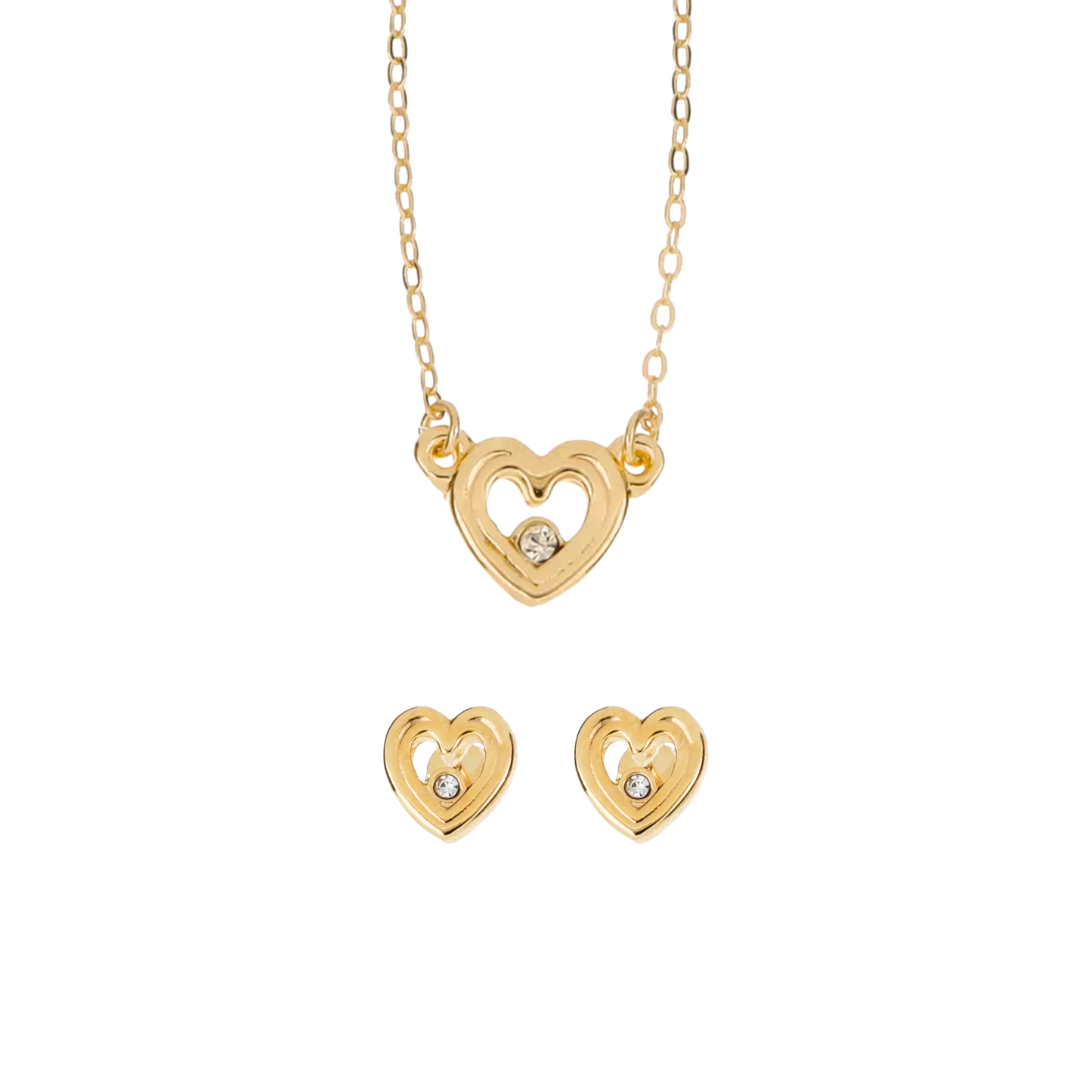 Set Corazon Doble Con Cristal