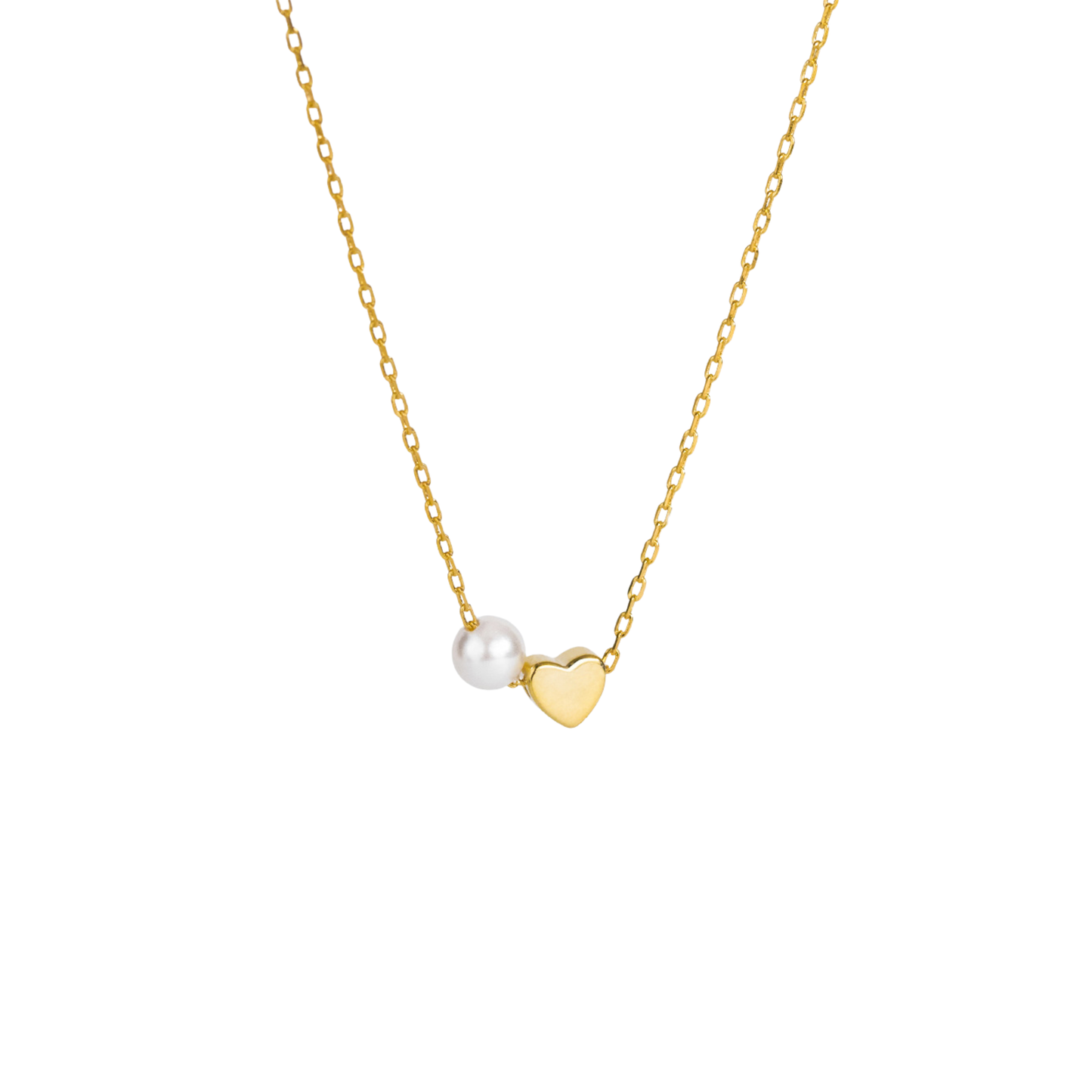 Golden Necklace Heart Pearl