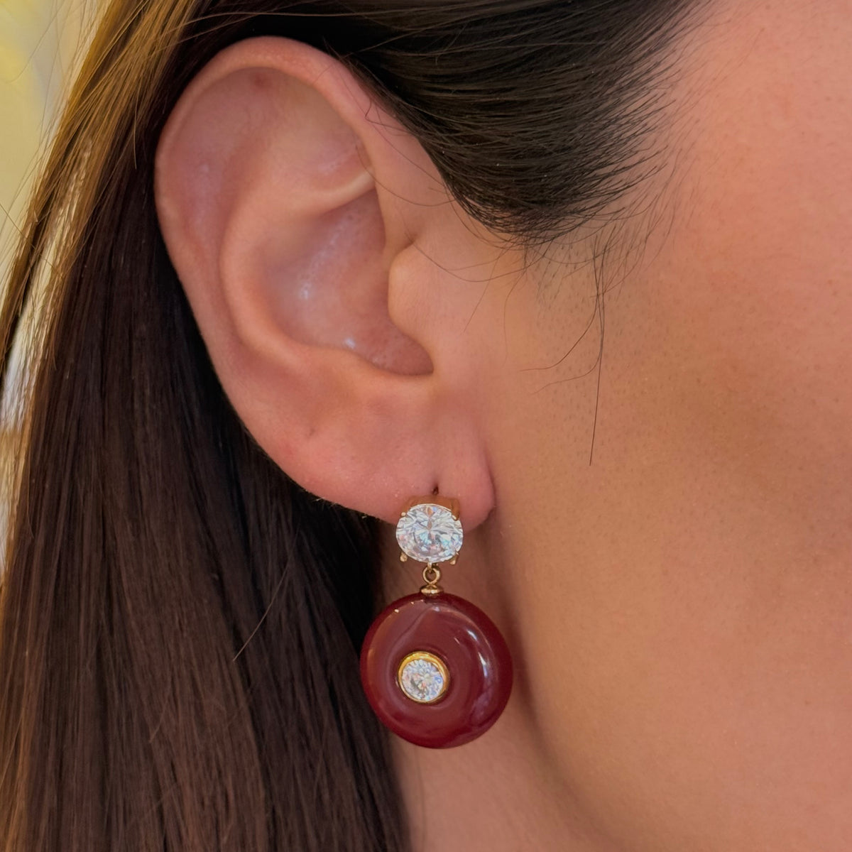 Red Stone Zirc Earrings