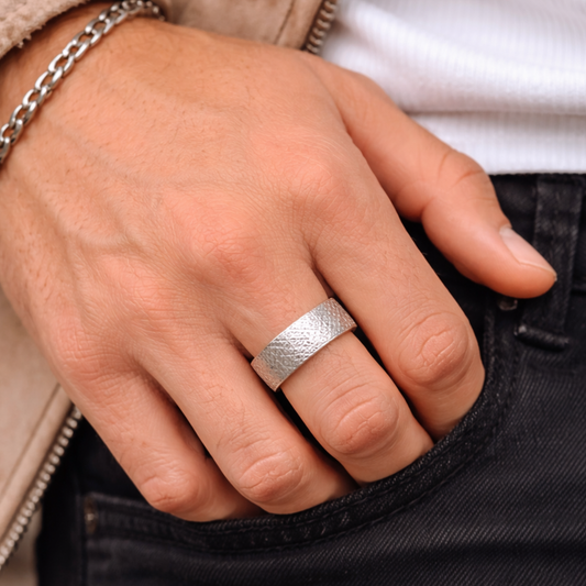 Silver textured ring