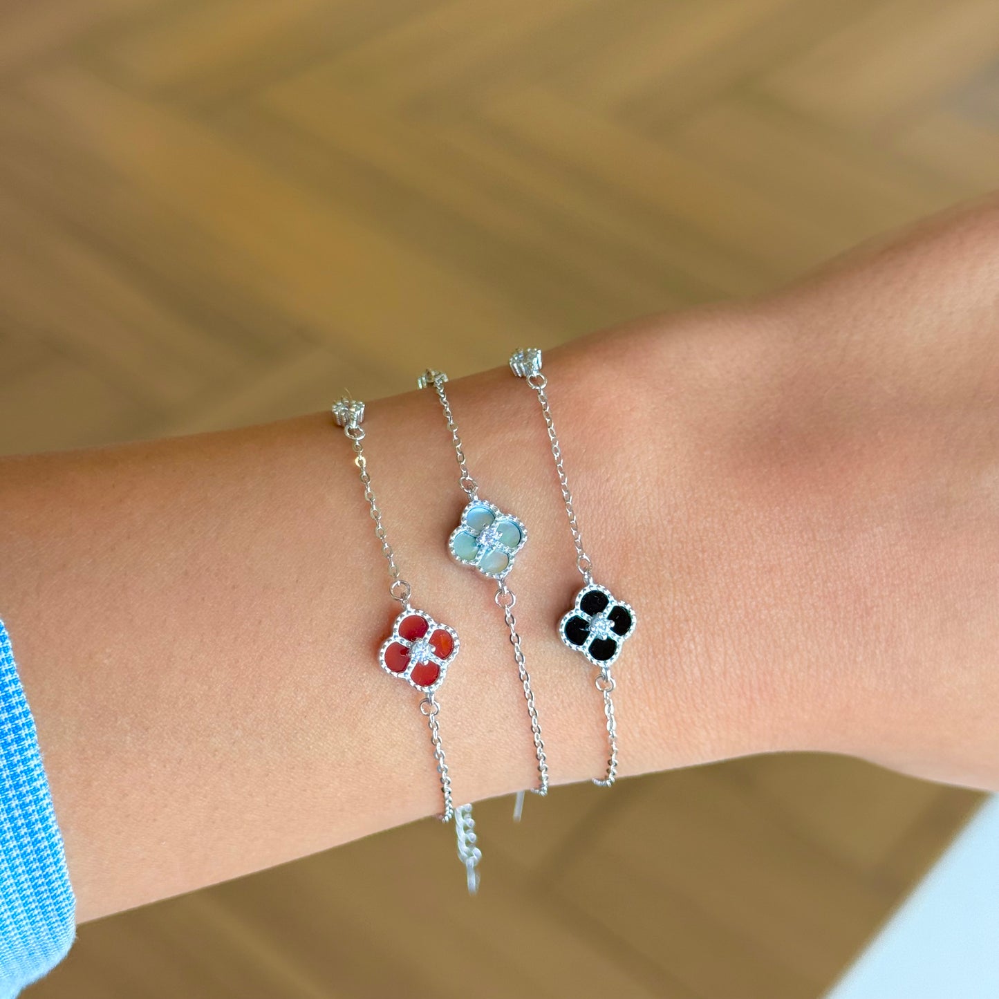Black Clover Dot Silver Bracelet