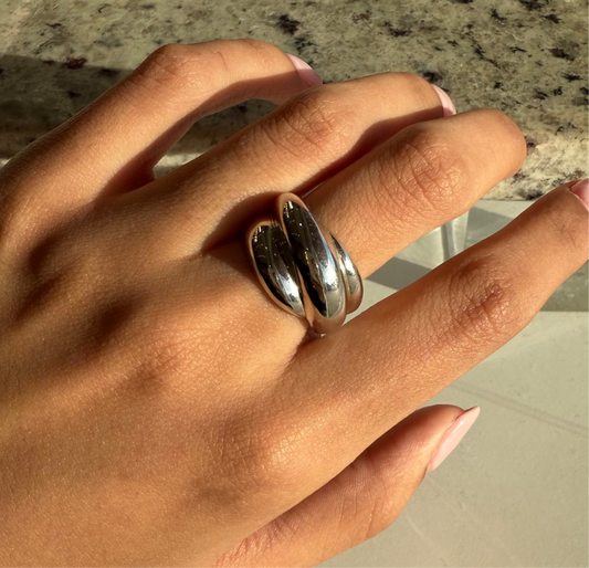 Round chunky silver open ring