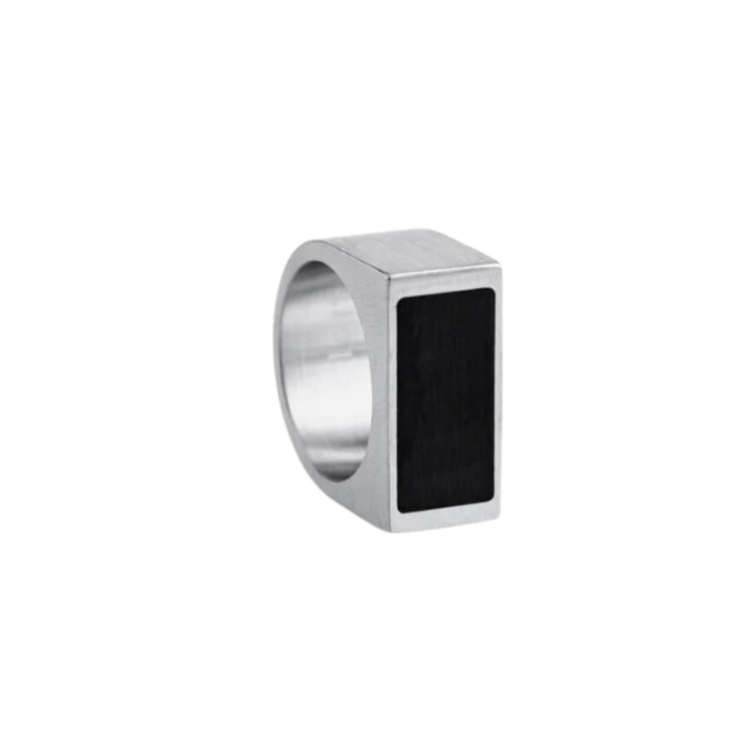 Silver and black ring