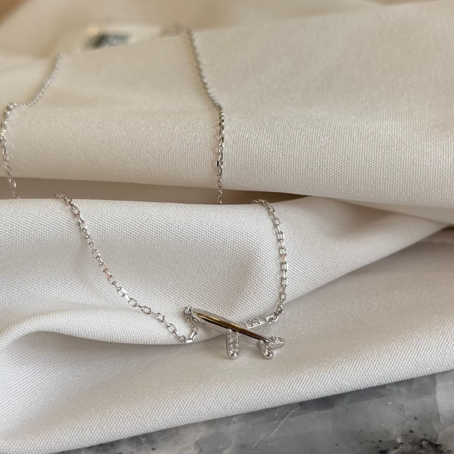 Silver Airplane Necklace