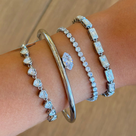 Silver Heart Tennis Bracelet