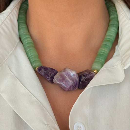 Collar Aventurina y Triple Amatista
