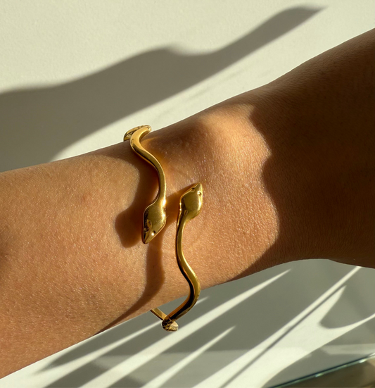 Golden snake bracelet cuff