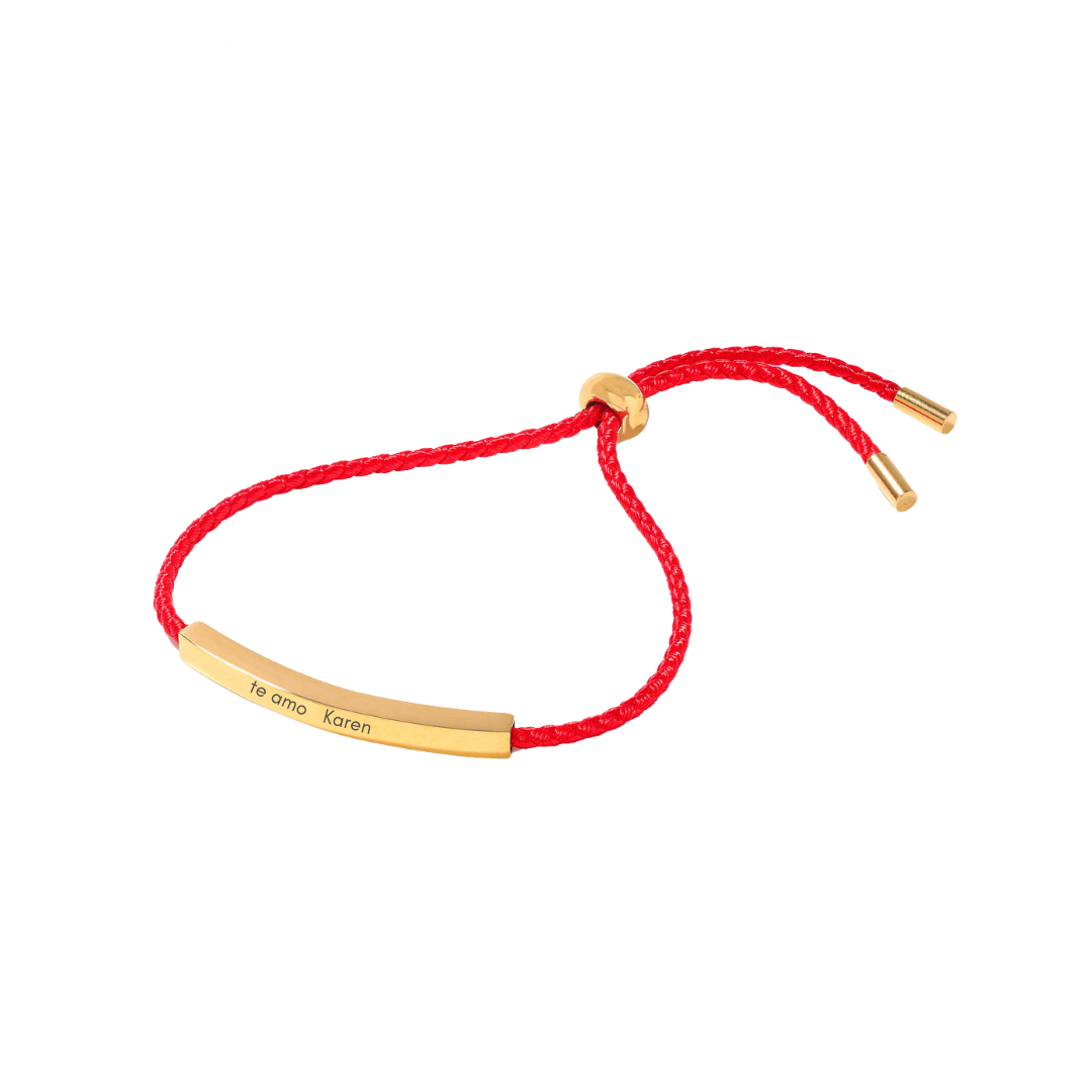 Gold red string bracelet
