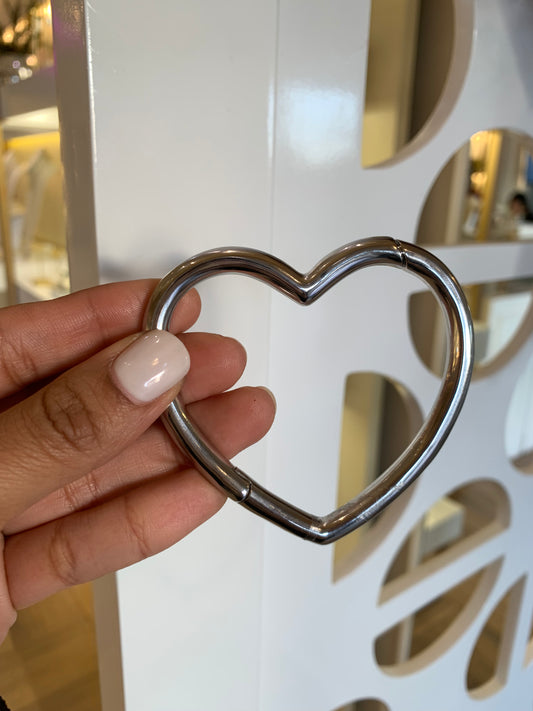 Heart silver bangle bracelet